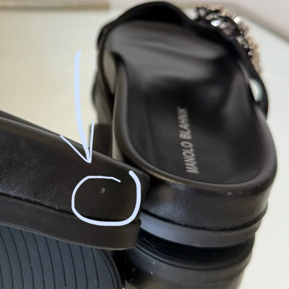 New MANOLO BLAHNIK Chilanghi Crystal Buckle Slide Sandals $1,095 37 - Picture 10 of 13